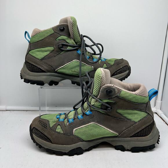 Vasque Boots Womens 9 Mid Vibram Gortex Hiking Shoes Green Gray - Picture 2 of 11